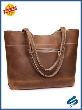 Genuine Leather Tote Bag Large Handbag Shoulder Purse Laptop Work Bag